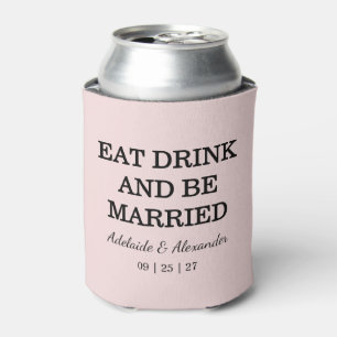Modern Pink Blush Wedding Can Cooler