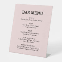 Modern Pink Blush Wedding Cocktail Menu