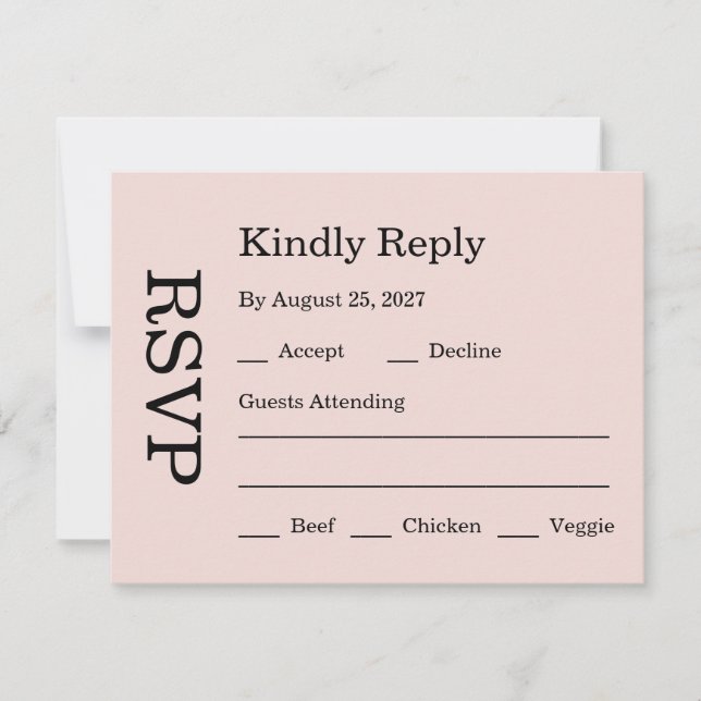 Modern Pink Blush wedding RSVP Card (Front)
