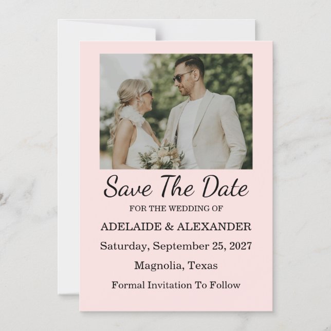 Modern Pink Blush Wedding Save The Date Magnetic Invitation (Front)