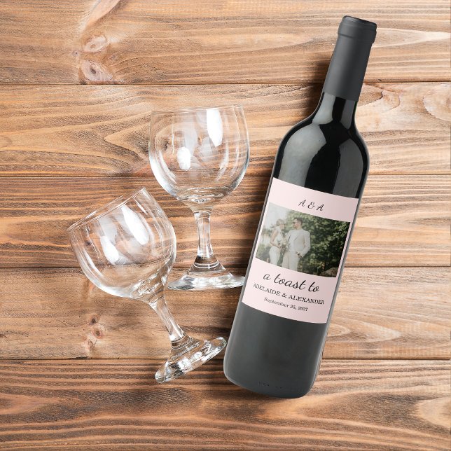 Modern Pink Blush Wedding Wine Label (Creator Uploaded)