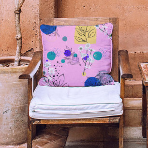 Modern Pink Boho Floral Abstract Botanical Shapes Throw Pillow