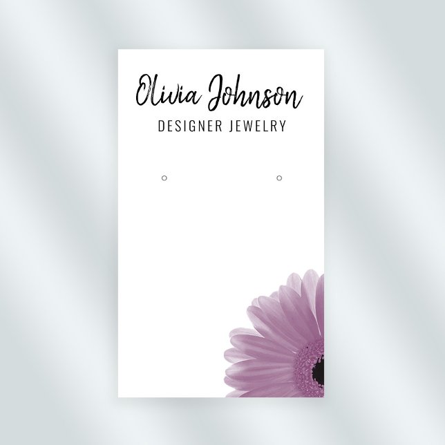 Modern Pink Boho Floral Jewellery Earring Display  Business Card (Stylishly Personalize with Your Custom Name & Optional Text.)