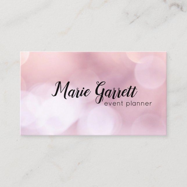 Modern Pink Bokeh Business Card (Front)