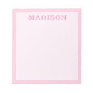 Modern Pink Border Minimalist Monogram Notepad