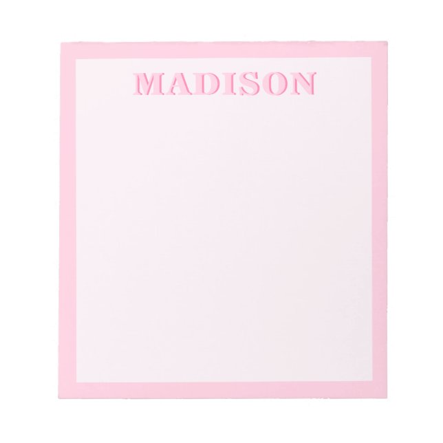 Modern Pink Border Minimalist Monogram Notepad (Front)
