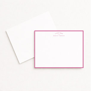 Modern Pink Border Personalized Note Card