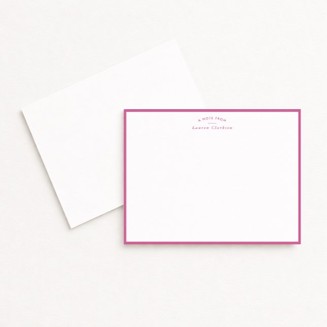 Modern Pink Border Personalized Note Card (Creator Uploaded)