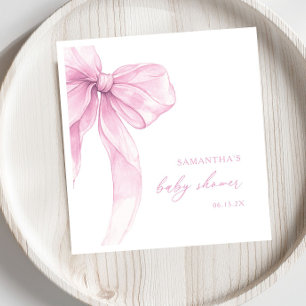 Modern Pink Bow Baby Shower Napkin
