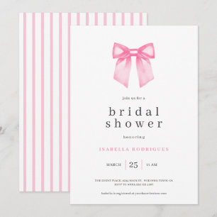 Modern Pink Bow Bridal Shower Invitation