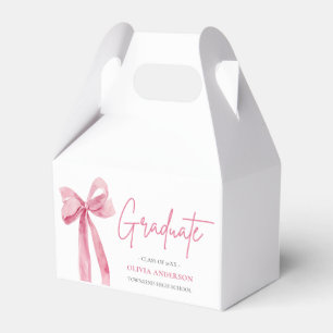 Modern Pink Bow Coquette Graduate Graduation Favor Box