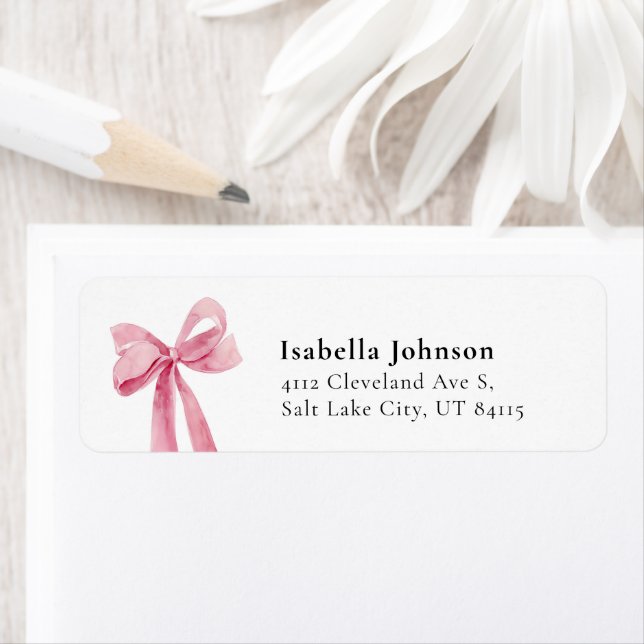 Modern Pink Bow Coquette Graduation Return Adresse (En situation)