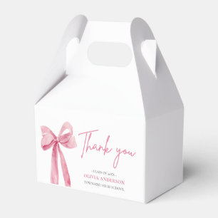 Modern Pink Bow Coquette Thank you Graduation Favor Box