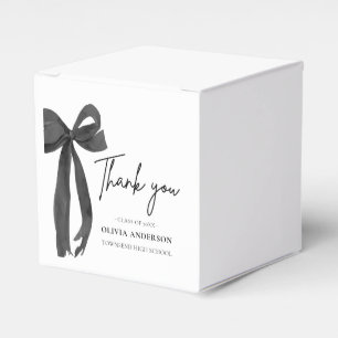 Modern Pink Bow Coquette Thank you Graduation Favor Box