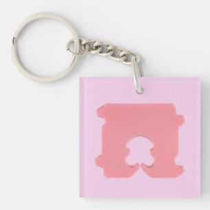 Modern Pink Bread Clip Geometric Silhouette Keychain