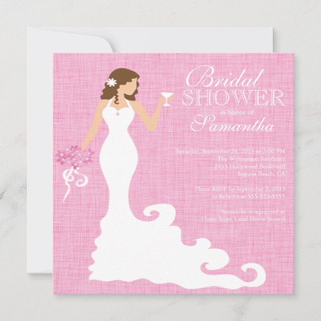Modern Pink Bride Wine Bridal Shower Invitation (Front)