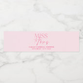 Modern Pink Bright Floral Bridal Shower Roses Water Bottle Label (Single Label)