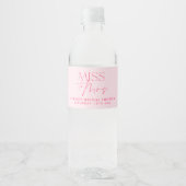 Modern Pink Bright Floral Bridal Shower Roses Water Bottle Label (Front)