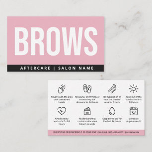 Modern Pink Brows Aftercare PMU Brow Instructions Business Card