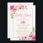 Modern Pink Brush Script Floral Gold Bridal Shower Invitation<br><div class="desc">Modern Pink Brush Script,  Watercolor Pink Blush Floral Gold Bridal Shower Invitation Card</div>