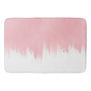 Modern Pink Brush strokes white Design Bath Mat