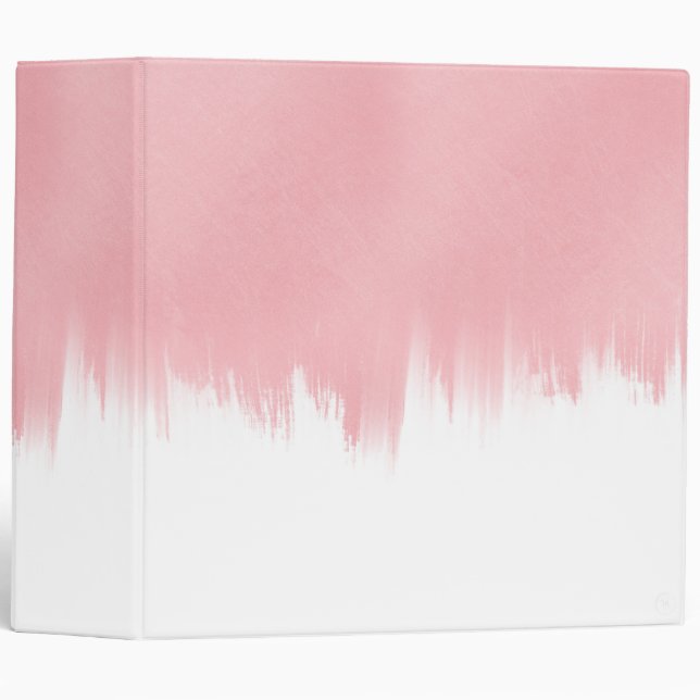 Modern Pink Brush strokes white Design Binder (Front/Spine)