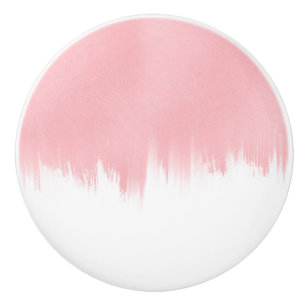 Modern Pink Brush strokes white Design Ceramic Knob