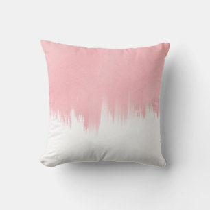 Modern Pink Brush strokes white Design Throw Pillow
