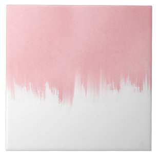 Modern Pink Brush strokes white Design Tile