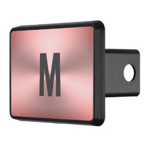 Modern Pink Brushed Metal Look Grey Monogram Trailer Hitch Cover