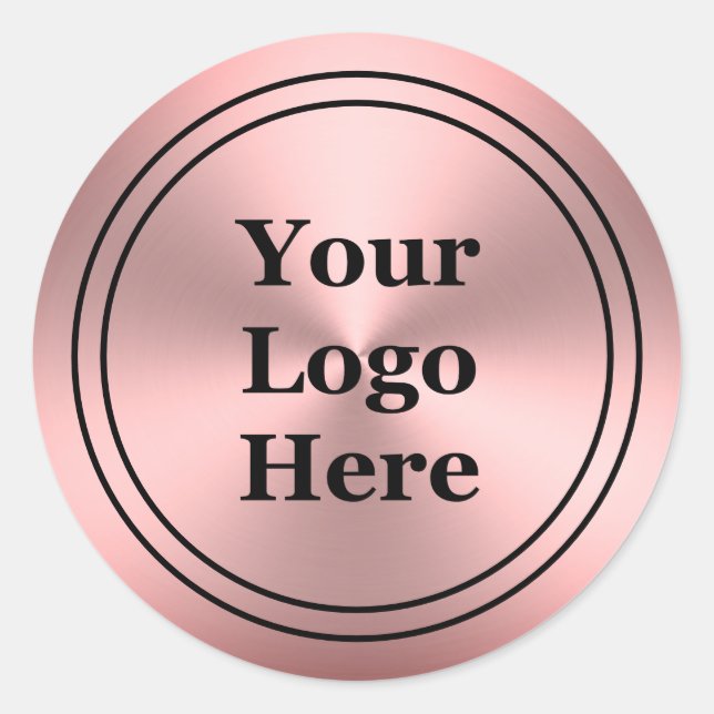 Modern Pink Brushed Metal Look Your Logo Here  Classic Round Sticker (Front)