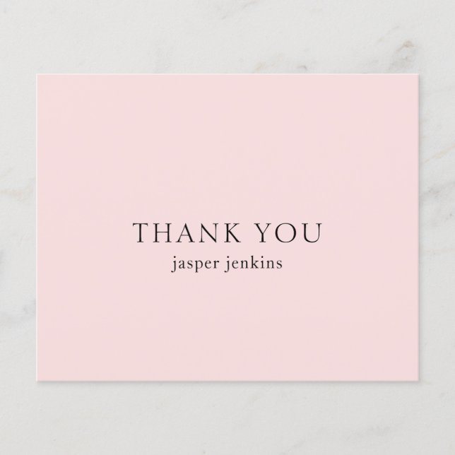 Modern Pink Budget Business Thank You Card (Front)