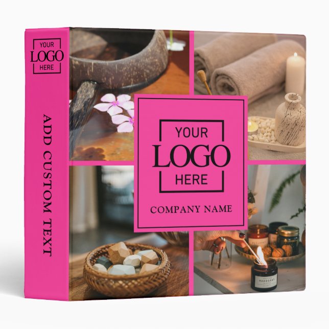 Modern Pink Business Logo Professional No Minimum Binder (Front/Spine)