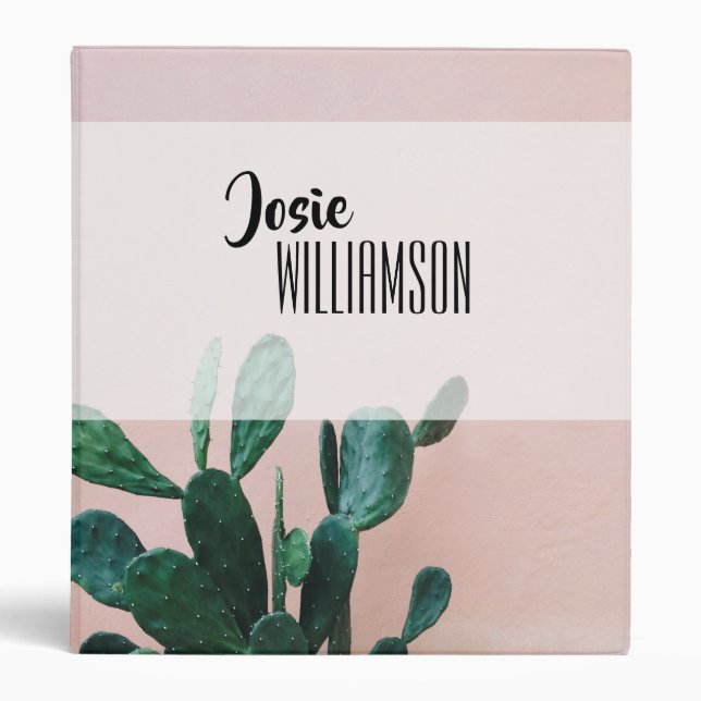 Modern Pink Cactus Binder (Front)