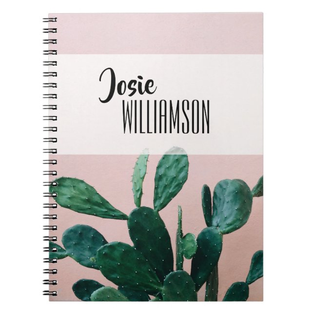 Modern Pink Cactus Notebook (Front)