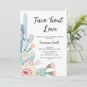 Modern Pink Cacus Taco Bout Love Bridal Shower Invitation