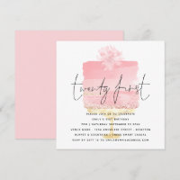 Modern Pink Cake Invitation 21e anniversaire