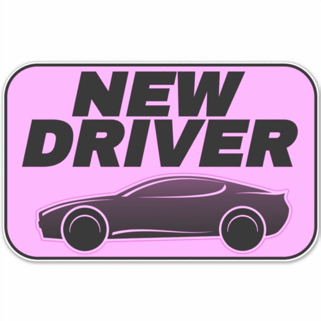 Modern Pink Car Sticker (Student New Driver) (Front)