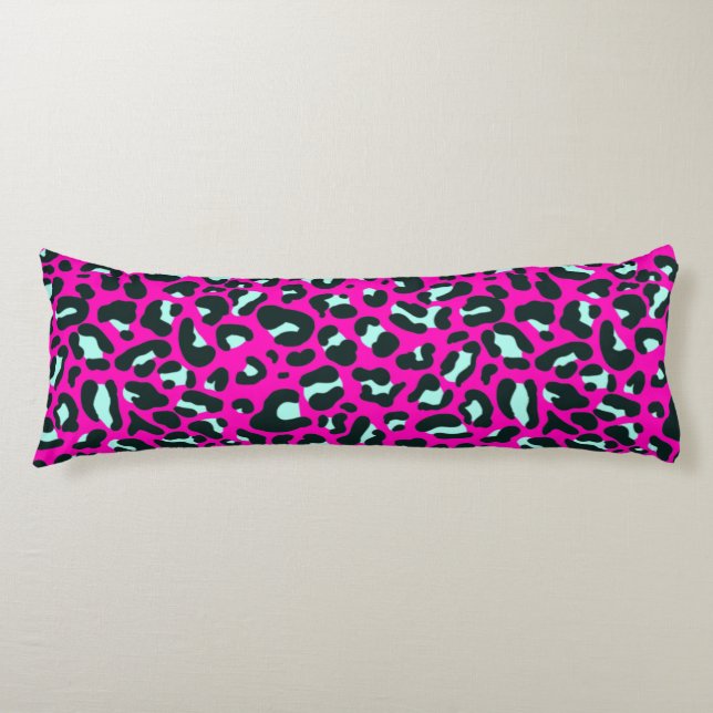 Modern Pink Cheetah Leopard Animal Print Body Pillow (Front)