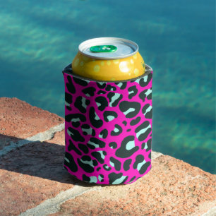 Modern Pink Cheetah Leopard Animal Print Can Cooler