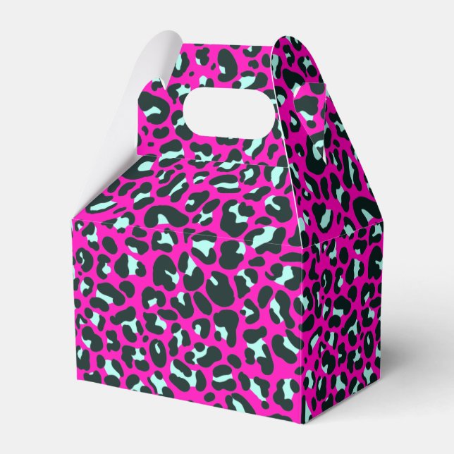Modern Pink Cheetah Leopard Animal Print Favor Box (Front Side)