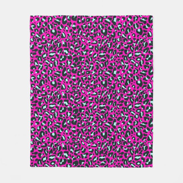 Modern Pink Cheetah Leopard Animal Print Fleece Blanket (Front)