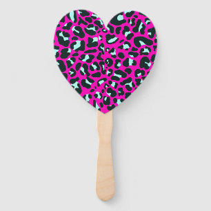 Modern Pink Cheetah Leopard Animal Print Hand Fan