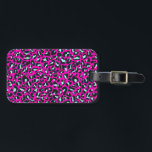 Modern Pink Cheetah Leopard Animal Print Luggage Tag<br><div class="desc">Always trendy hot pink solid colour. Wild safari and jungle animal print. Modern chic fine small cheetah,  leopard skin animal print in white and pastel mint and pink colour. Small cheetah leopard animal print.</div>