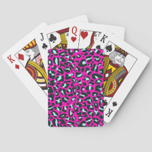 Modern Pink Cheetah Leopard Animal Print Playing Cards