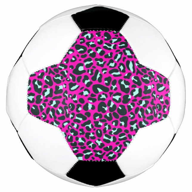 Modern Pink Cheetah Leopard Animal Print Soccer Ball (Front)