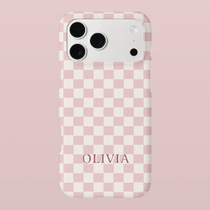 Modern Pink Chequered Personalized Name Custom
