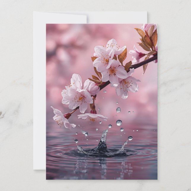 Modern Pink Cherry Blossom Invitation Template – E (Devant)