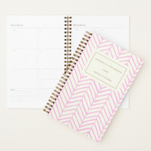 Modern Pink Chevron Line Pattern Personalized Planner