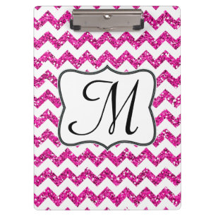 Modern Pink Chevron Monogram Initial Clip Board